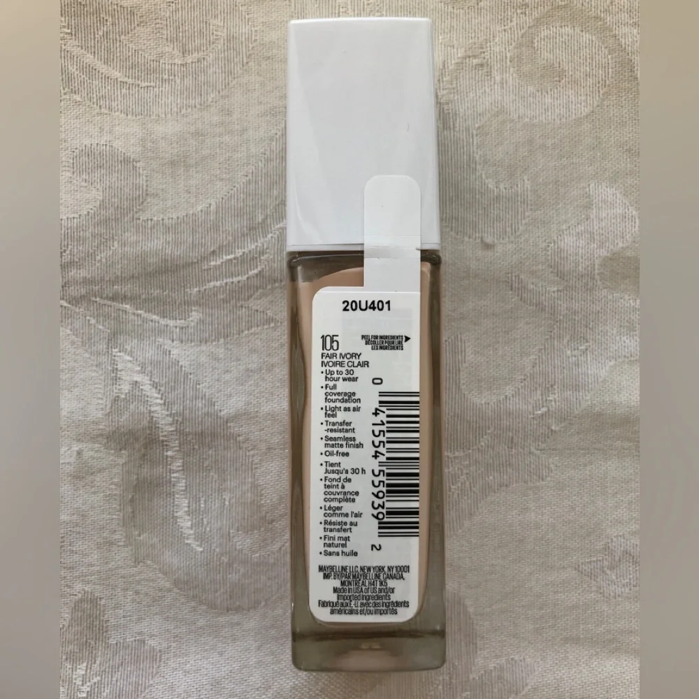 Maybelline Super Stay Active Wear Full Coverage Foundation Shade 105 Fair Ivory